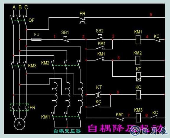 电机自耦降压启动接线图